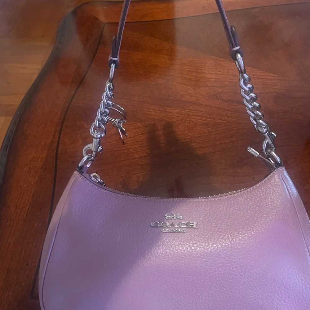 Coach Purple Leather Shoulder Bag - Picture 4 of 6